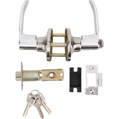 Serrure de porte de toilette à 3 leviers, pêne dormant, accessoire de quincaillerie pour bureau et salle de bain (1/5)