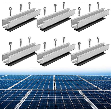Panel Mounting Brackets, 6 Pieces 200mm Short Aluminum Mounting Rail Include M5.5 30mm Screws + Rubber Pads - Ya( ) (1/5)