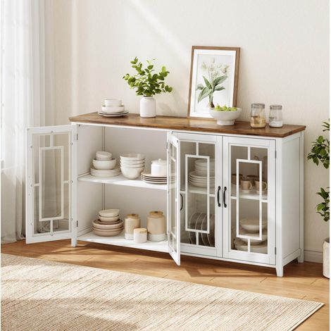 MEUBLIV aparador de 160 cm negro – puertas de vidrio, gran capacidad de almacenamiento (1/5)