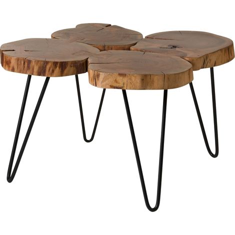 Tavolino da Salotto Acacia naturale Laccato 60x60x45 cm montato parzialmente LOUNGE COLLECTION 24 (1/3)