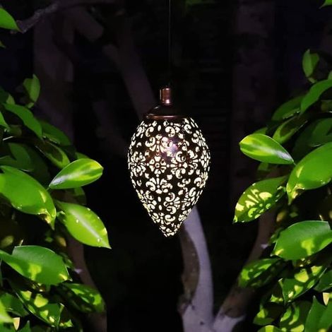 Lampe solaire LED suspendue en métal étanche pour décoration extérieure (1/4)