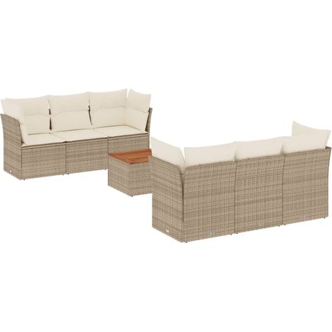 Maison Exclusive - Set Divani da Giardino 7 pz con Cuscini Beige in Polyrattan (1/3)