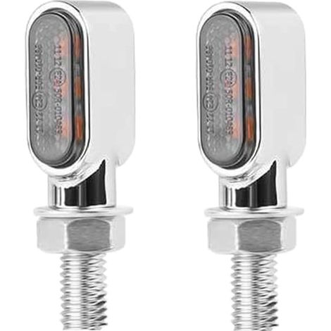UniVe-rs&al Fit Lot de 2 mini clignotants à 3 LED pour moto avec 3 LED ambrées Verres fumés Boîtier chromé (1/5)