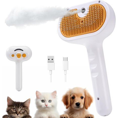 Brosse de toilettage rechargeable USB pour animaux de compagnie, peigne à vapeur pour l'épilation des poils des chats et des chiens-AquaForge (1/4)