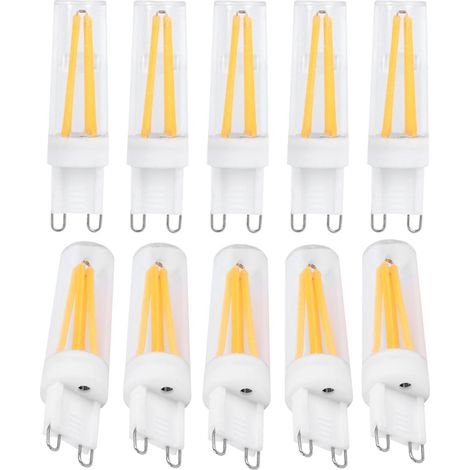 Lot de 10 ampoules G9 3W pour appliques murales et plafonniers (110 V CA, blanc chaud) (1/5)