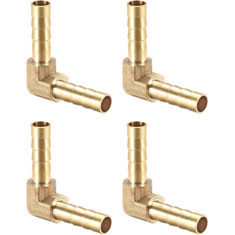 6mmDia 90 Degree Brass Barbed Fitting Pipe Fitting 4PCS Golden (1/5)