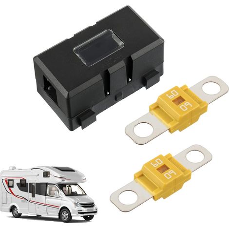 Car Fuse Holder and 2 High Current Bolted Midi Fuses 60A Compatible with Cars, Trucks, Construction Machines, Buses and Camping Cars (1/5)