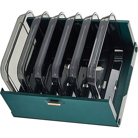 Étagère à ustensiles de cuisine pliable à 6 niveaux, murale, en PET, avec système de fixation par trous, idéale pour ranger les ustensiles de cuisine, couleur verte. (1/5)