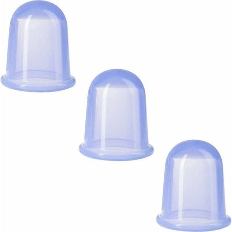 Lot de 3 ventouses traditionnelles en silicone, pour masser la douleur, bleu (1/4)