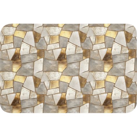 ALFOMBRILLA DE BAÑO Mosaico - Mármol - Oro 60x40 cm