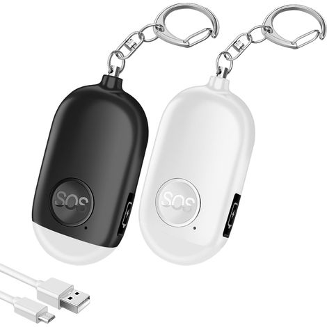 Alarme anti-attaque personnelle avec porte-clés, alarme de poche 130 dB pour femmes, enfants et personnes âgées, lot de 2 (1/5)
