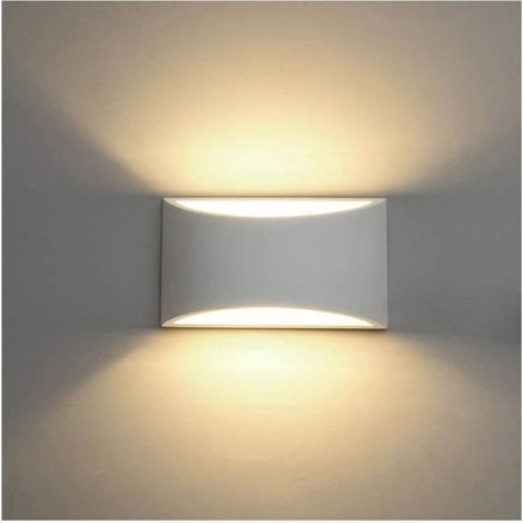 Appliques Murales Interieur, Blanc Lampe Murale LED 7W Blanc Chaud Applique Murale en Plâtre pour Chambre Maison Couloir Salon (1/4)