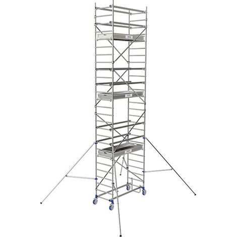 Tubesca Comabi – Échafaudage roulant aluminium Cross – Longueur 1,80m – Hauteur de plateau 5,85m – Charge max 200 kg/m² – Système Ergoblock pour stabilité (1/5)