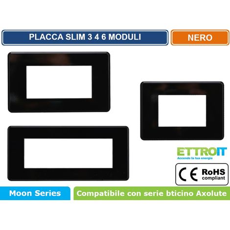 ETTROIT AN87302 Placca Slim Sottile 3P colore Nero Compatibile Con Bticino Axolute Air (1/4)