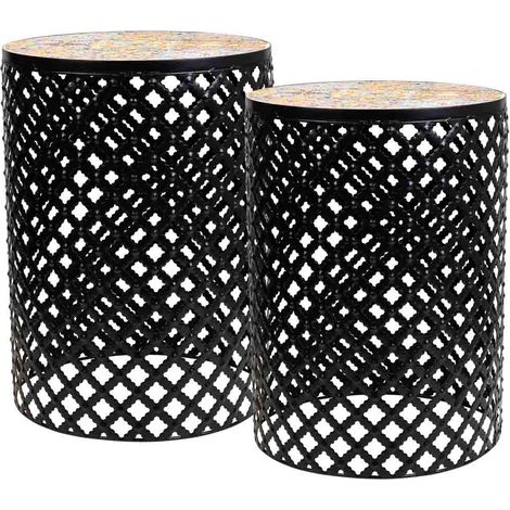 Set 2 soportes de mosaico y metal negros