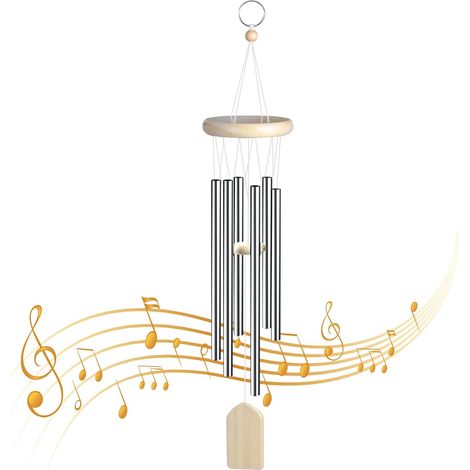 Carillon éolien d'extérieur, carillon décoratif en aluminium et bois pour jardin et maison