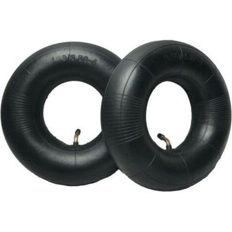 Chambre à air pour brouette et tondeuse – Lot de 2 pièces 4.10/3.50-4 avec tige de valve, compatible poussette, générateur, chariot de jardin (1/5)