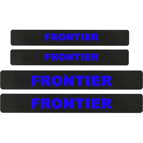 Protection de seuil de porte (bleue) pour Nissan Frontier,autocollant de bienvenue en vinyle imitation fibre de carbone 4D,4 pièces (1/3)