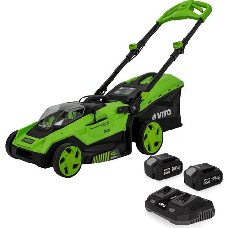 Tondeuse à gazon 40V - 2 Batteries lithium 3.0Ah Chargeur double Moteur Brushless 600m2 VITO