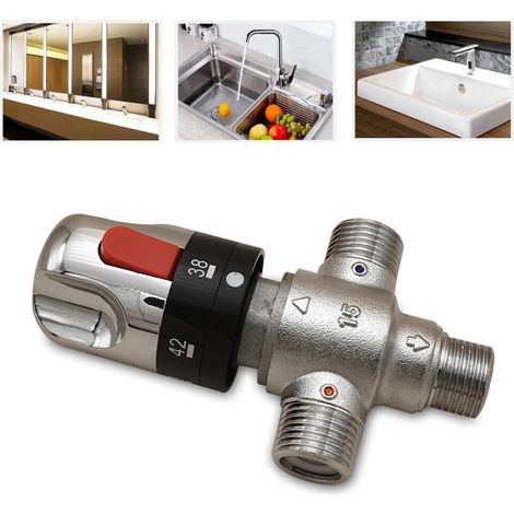 Thermostatische Mischbatterie für Duscharmaturen, Badezimmer, Waschbecken, Badewanne, 3-Wege, 20-55 °C (1/5)