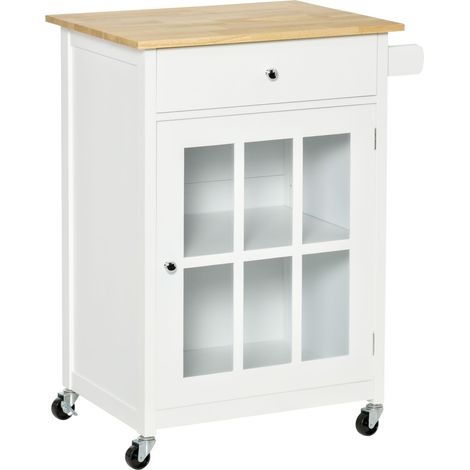 Carro de cocina con ruedas 67 x 48 x 86,5 cm almacenamiento modular frenos escandinavo sencillo acabado mate en MDF blanco 210001012 (1/5)