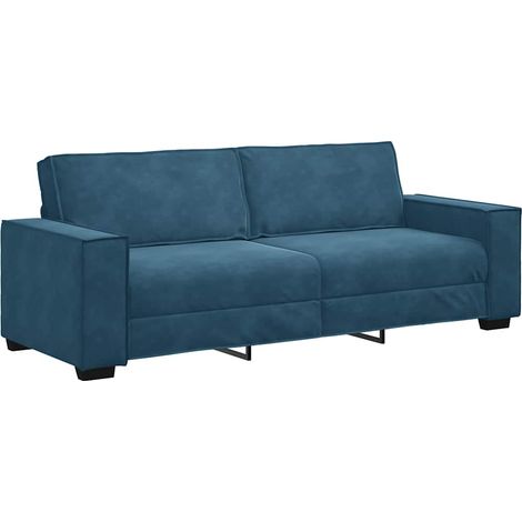 Divano a 3 Posti Sofa Blu 220x78x84 cm in Velluto (1/5)