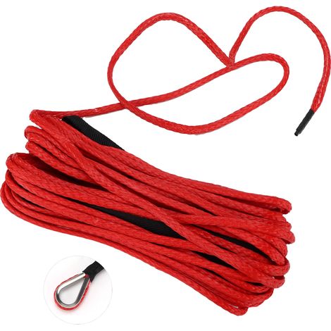 Corde synthétique 15M 7700LBS, câble de treuil nylon de remplacement pour Smittybilt, SUV, camion, quad, UTV, rouge (1/5)