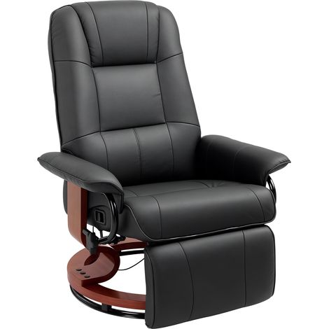 Reclining Swivel Chair, Footrest, PU Leather, 78 x 87 x 100 cm, Black (1/5)