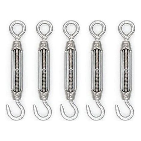M4 / M5 / M6 / M8 304 Stainless Steel Hook and Eye Turnbuckle - Pack of 5 (1/5)