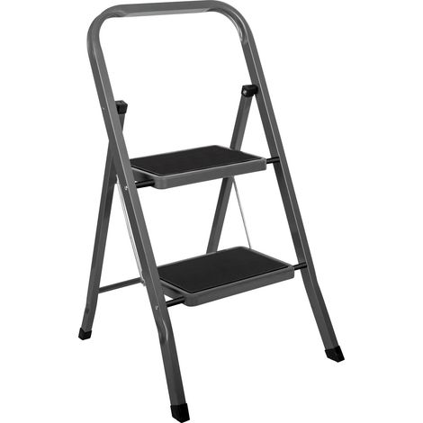 Futura Grey 2 Step Ladder Heavy-Duty Steel Folding 150kg Load Capacity (1/5)