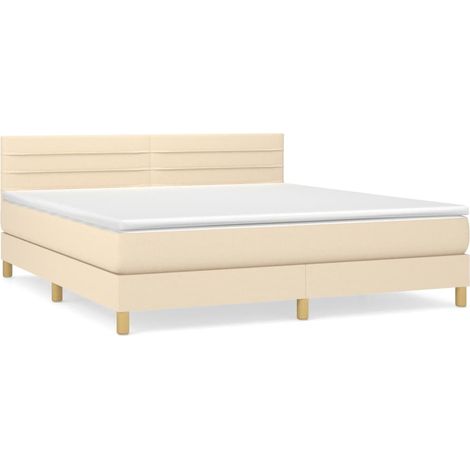 Maison Exclusive - Sommier à lattes de lit avec matelas Crème 160x200 cm Tissu (1/5)