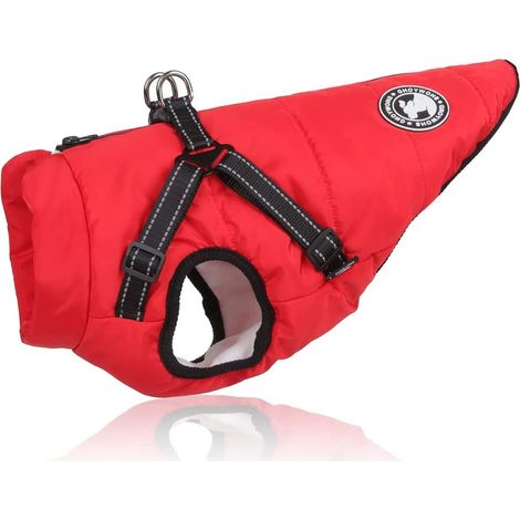 Veste Chien - Imperméable Chaude avec Doublure en Polyester PP - Fermeture Éclair et Anneaux D pour Contrôle - Pour Chiens Tailles S à L (1/5)