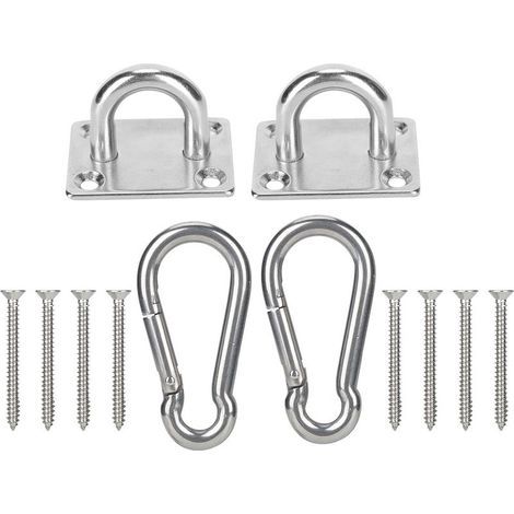Plaque d'ancrage en acier inoxydable pour hamac, anneau de fixation toiture et sandows de suspension (1/5)