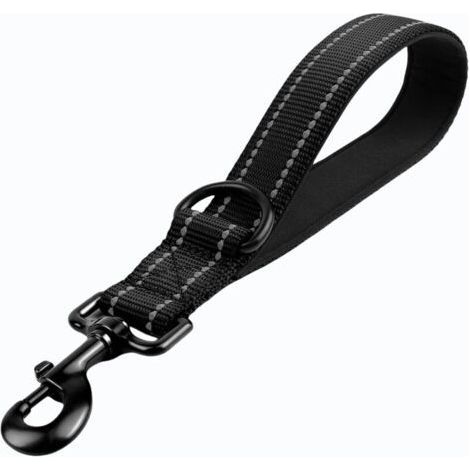 30cm Short Dog Leash, with Metal Clip and Soft Padding, Reflective, Nylon, Suitable for Medium and Large Dogs (Black, Size M) (1/5)