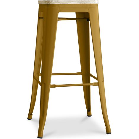 Barhocker - Industriedesign - Holz & Stahl - 76cm - Neuauflage - Stylix Gold