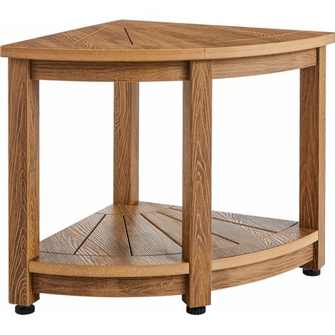 Mophorn Corner Shower Bench, 18.5" Height 17.75" Radius, Faux Wood Grain Polystyrene, 350 LBS with Storage Shelf, Water Resistant, Shower Stool for Inside & Outside Shower, for Bathroom, Living Room (1/5)