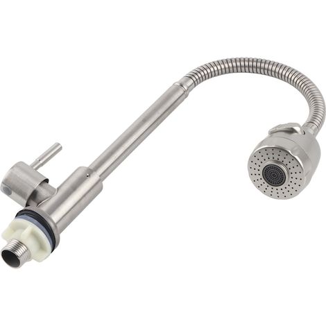 Robinet de cuisine en acier inoxydable 304 chromé, eau froide, bec 450 mm, mitigeur sans flexible pour évier (1/5)