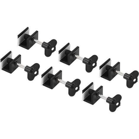 6-teiliges Schiebefensterschloss aus Aluminiumlegierung, vertikal und horizontal stabil, Türstopper mit Stoßdämpfer und Schlüssel (1/5)