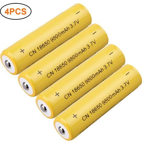 4 Piles 18650 Rechargeable 3.7V 9800mAh pour Lampe Torche, Frontale et Power Bank (1/4)