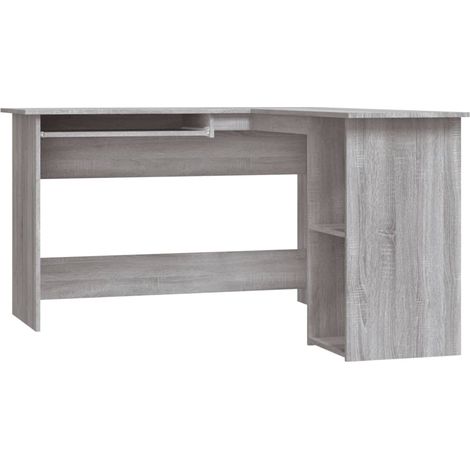 Maison Exclusive - Escritorio de esquina madera contrachapada gri