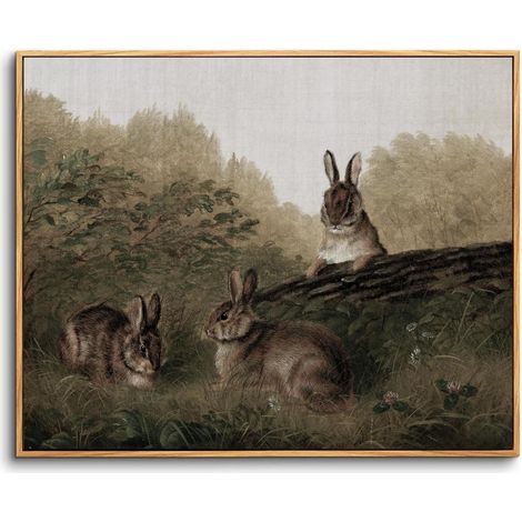 Leinwandbilder Holzrahmen Drei Kaninchen-Rahmen Holz 25L x 20B cm (1/5)
