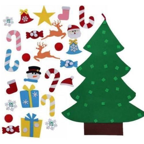 Arbre De Noël DIY En Feutre - Décoration Festive Pour Enfants - Calendrier De L'Avent Ou Ornements Porte Tenture - Kit À Monter Soi-Même - 1 Pièce (1/4)