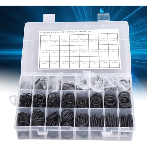 Coffret de 1200 joints toriques et rondelles en caoutchouc nitrile noir (1/5)