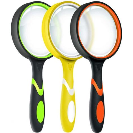 Lot de 3 loupes grossissantes 10X pour la lecture des enfants, loupe portable antidérapante, grandes loupes de 75 mm (1/5)