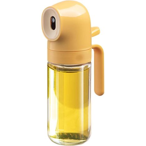 Dispensador de aceite en aerosol de 250 ml – sellable, con bomba de gatillo, para freidora de aire, barbacoa y asado (blanco/amarillo) (1/5)