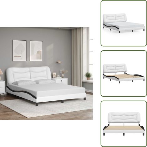 Sommeil - vidaXL Cadre de lit sans matelas Hvar blanc et noir 160x200 cm similicuir - Confort