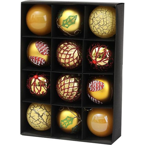 Boules De Noël - 12 Pièces - Diamètre 6 Cm - En Plastique Épais - Pour Arbre De Noël Et Guirlandes - Or (1/5)