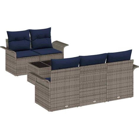 Maison Exclusive - Gartensofa-set mit Kissen 6 pcs Grau und Marin