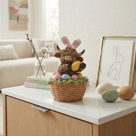 Highland Cow In Easter Basket Ornament (1/2)