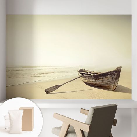 Papier peint intissé avec imprimé pour décoration intérieure pour rénovation a motif - Colle incluse gratuite Calme côtier 104x70 cm (1/5)
